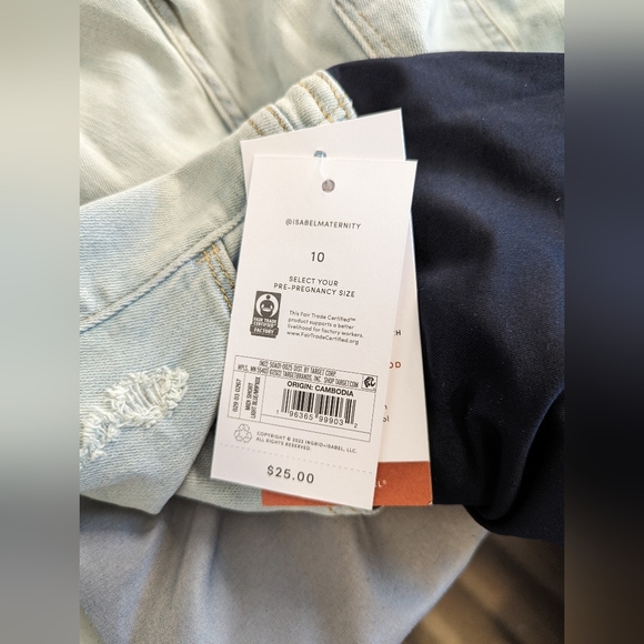 Women's Isabel Maternity Over Belly Jean Shorts Light Wash - Picture 11 of 12